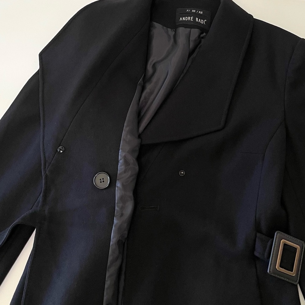 Andre Badi Wool Blend Belted Jacket Black XS - Small - Picture 11 of 16
